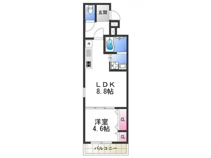 フジパレスあびこVI番館(1LDK/1階)の間取り写真