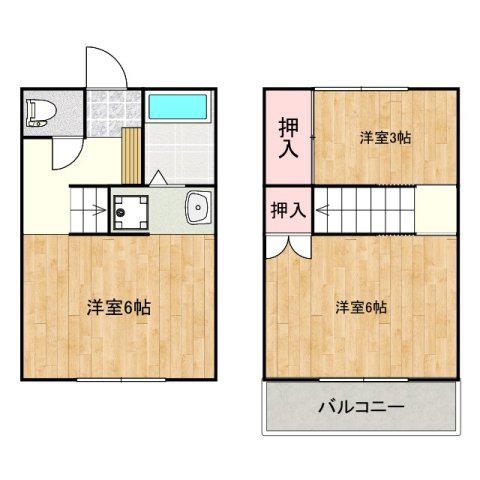コーポ井原(2DK/1階)の間取り写真