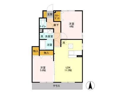 ルーナ・プレーナ B101(2LDK/1階)の間取り写真