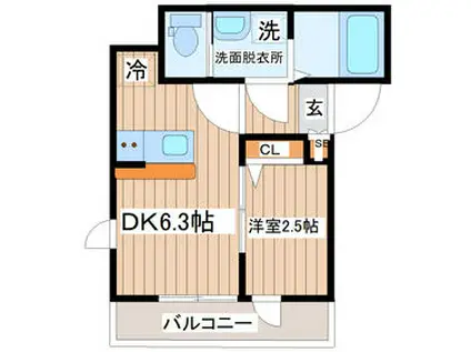 CASA FRASE(1DK/3階)の間取り写真