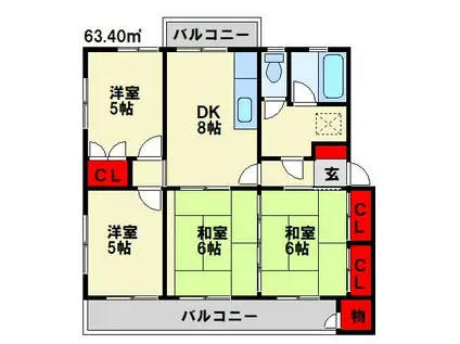 エメラルドタウン本城F棟(4DK/5階)の間取り写真