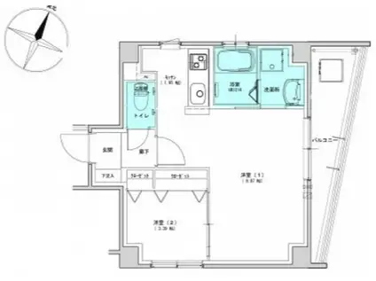 トーソク猿猴橋(1LDK/3階)の間取り写真