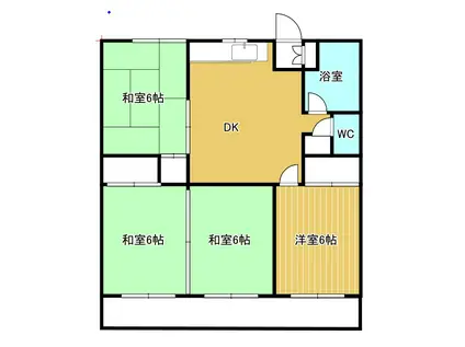崎原第3マンション(4DK/3階)の間取り写真