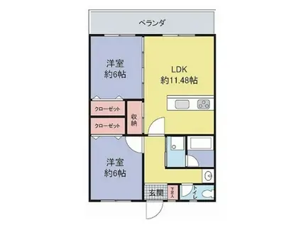 グランドソレイユ(2LDK/3階)の間取り写真