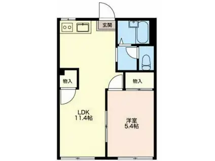 フローラ片浜(1LDK/1階)の間取り写真