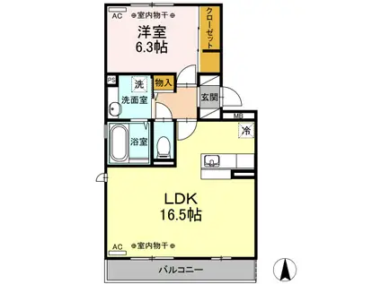 グローリアス III(1LDK/3階)の間取り写真