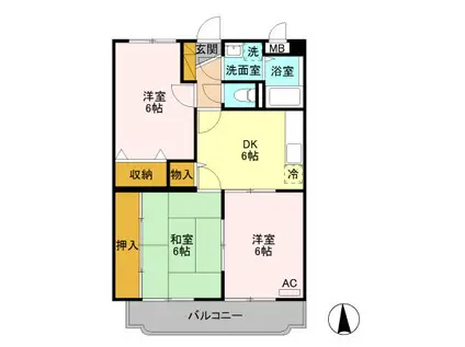 ユーミーサフラン(3DK/1階)の間取り写真