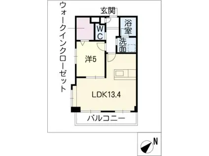 カルディアス大岩B(1LDK/1階)の間取り写真