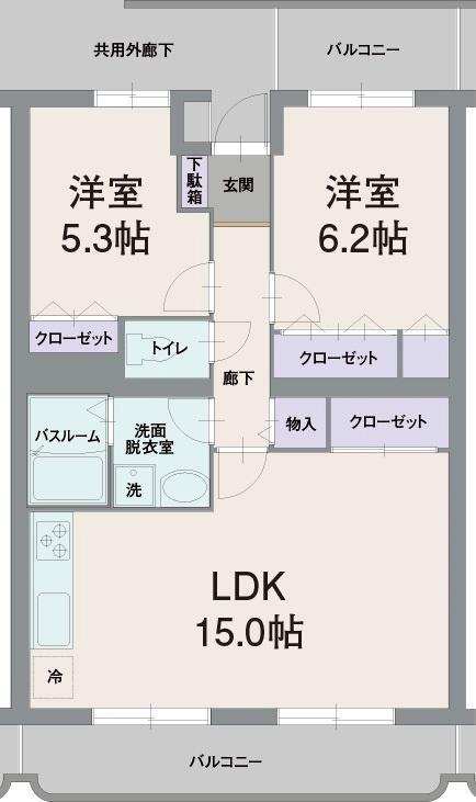 アウローラ桜堤(2LDK/4階)の間取り写真