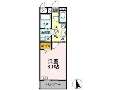 ジャン リュミエール(1K/1階)の間取り写真