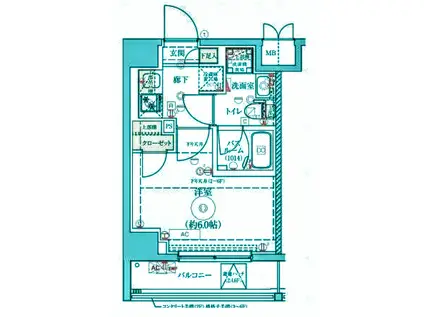グランヴァン元住吉(1K/4階)の間取り写真
