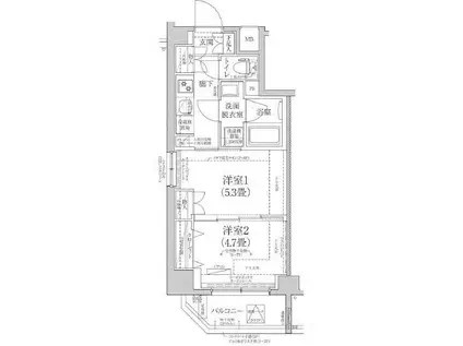 ルフレプレミアム押上(2K/5階)の間取り写真