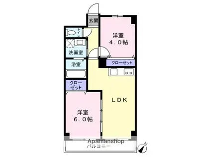 MコートI(2LDK/3階)の間取り写真