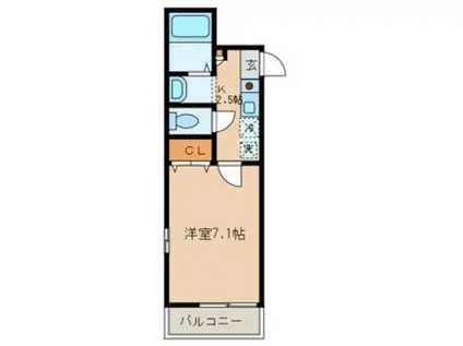 ドルミI(1K/2階)の間取り写真