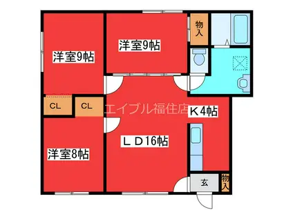 サンホームMS月寒東(3LDK/1階)の間取り写真