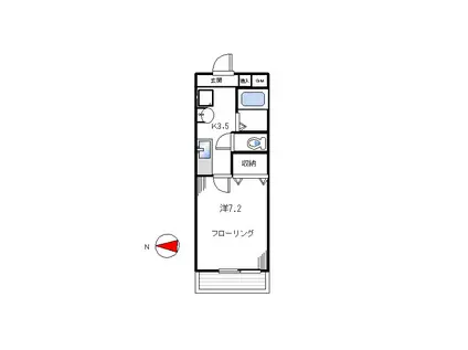メゾン文園(1K/2階)の間取り写真