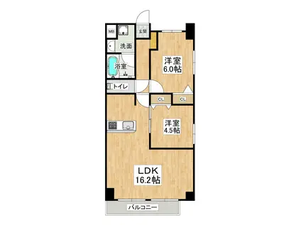 CREER RIVIEREIII(2LDK/9階)の間取り写真