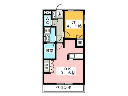 サニーサイドコート守木(1LDK/1階)の間取り写真