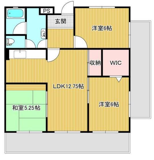 ロワイヤル東山(3LDK/1階)の間取り写真
