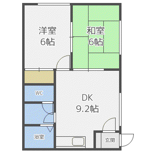 サッポロフラワーハイツ(2LDK/1階)の間取り写真