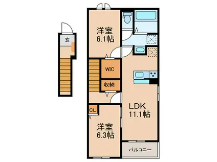 ニューライズ・H(2LDK/2階)の間取り写真