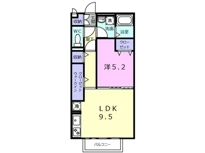 セジュールコウハナC棟(1LDK/2階)の間取り写真