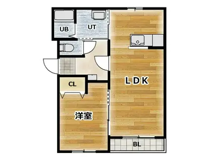 グランツ レーベンII(1LDK/4階)の間取り写真