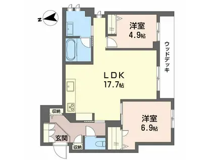 ヴェスプッチ(2LDK/1階)の間取り写真