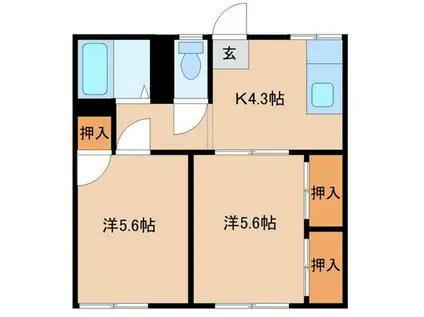 メゾンT(2K/1階)の間取り写真