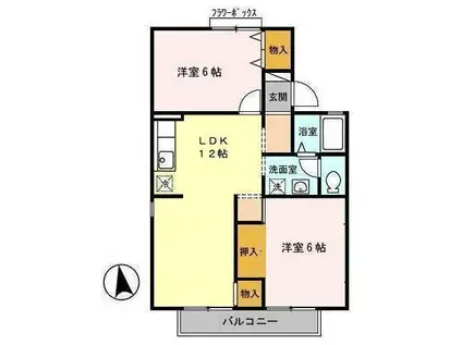グリューネハイツ D(2LDK/1階)の間取り写真