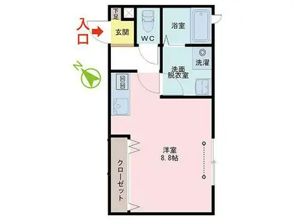 LE BEL AGE(ワンルーム/1階)の間取り写真