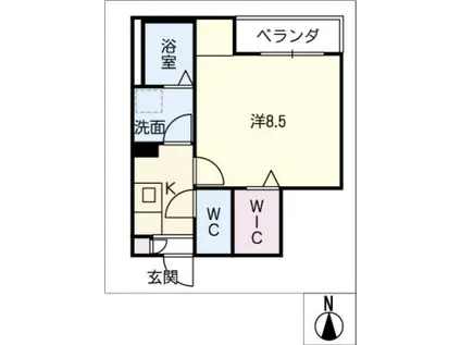 ベルポスト覚王山(1K/2階)の間取り写真