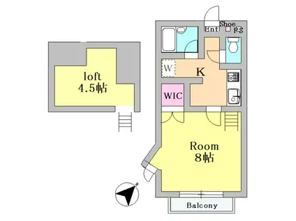 メルベーユ・ワコー(1K/2階)の間取り写真
