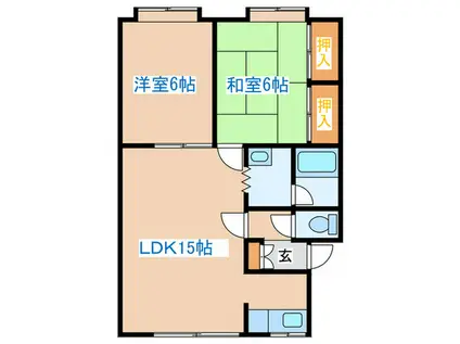 SUN ALPHA(2LDK/2階)の間取り写真