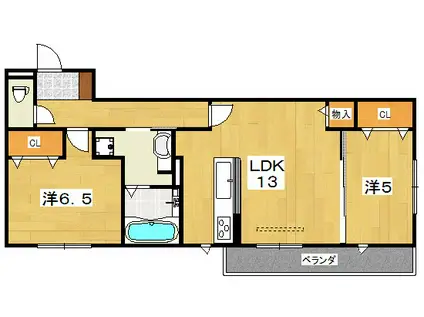 FOREST TREE(2LDK/2階)の間取り写真