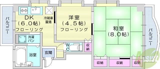 ISハイツ(2DK/2階)の間取り写真