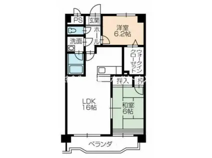 ボンヌシャンス壱番館(2LDK/2階)の間取り写真