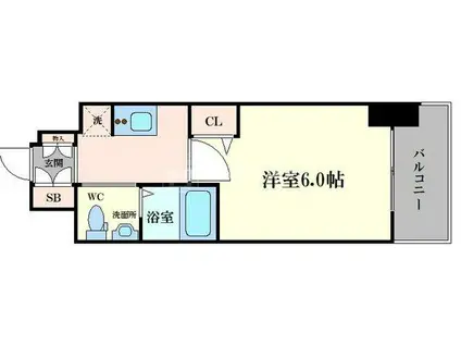 エグゼ弁天町(1K/4階)の間取り写真