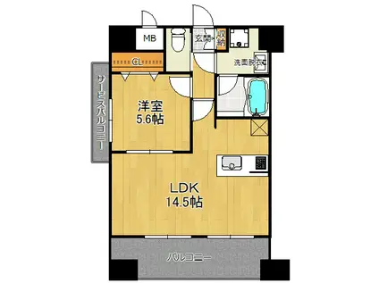 エンクレスト博多イースト PARK(1LDK/5階)の間取り写真