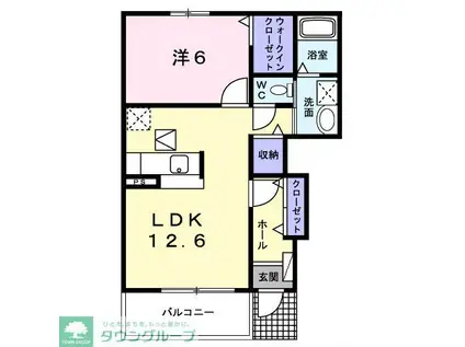 カルム・プロムナードII(1LDK/1階)の間取り写真