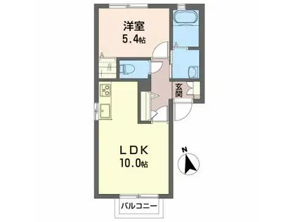 シャーメゾンみやまち(1LDK/2階)の間取り写真