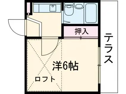 ハッピーヒルズ王塚台(1K/1階)の間取り写真