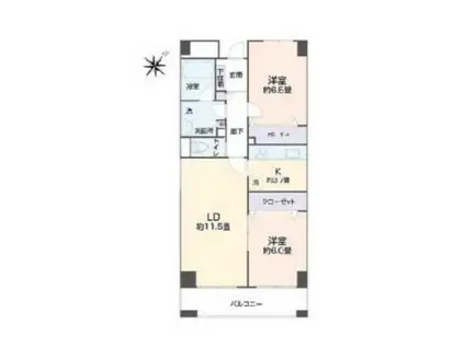 旭ビル21(2LDK/14階)の間取り写真