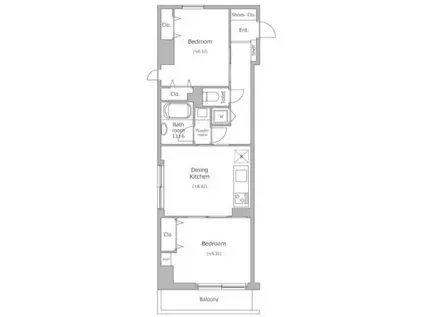 レジディア銀座東(2DK/12階)の間取り写真