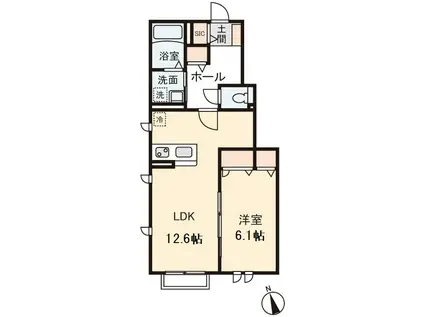 パックスヴィータ(1LDK/1階)の間取り写真