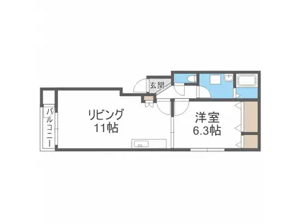 CASA白石(1LDK/2階)の間取り写真