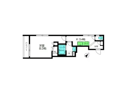 CASA 末広(1K/2階)の間取り写真