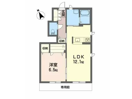 R.リヴェール A棟(1LDK/1階)の間取り写真