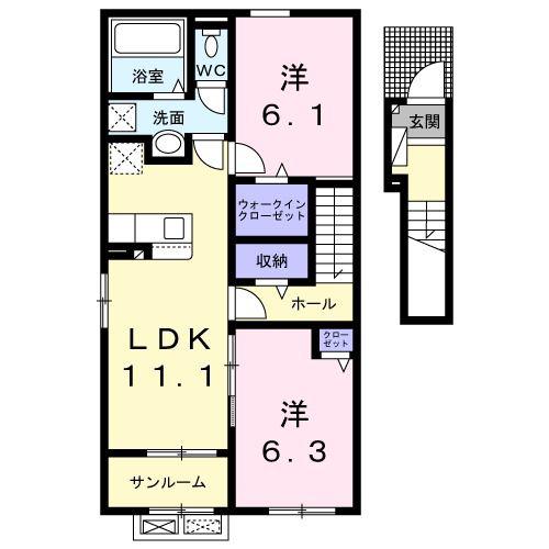 LUXOR G I(2LDK/2階)の間取り写真