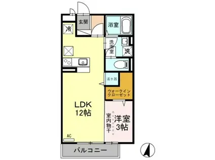 フローラB棟(1LDK/2階)の間取り写真